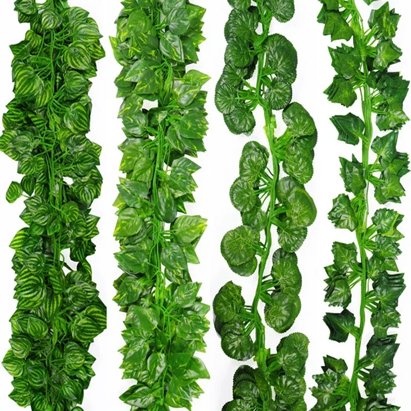 Künstliche grüne Efeublätter, Rattan-Krieffelblätter, hängende Rebe-Girlande, DIY, gefälschte Pflanzen, Garten, Hochzeit, Party, Heimdekoration, Blätter – Detail 1