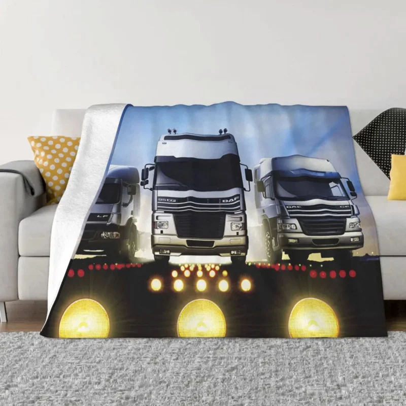 

Daf Truck Blanket Flannel Printed Auto Parts Modern Cartoon Breathable Super Warm Throw Blanket for Sofa Outdoor Bedding Throws
