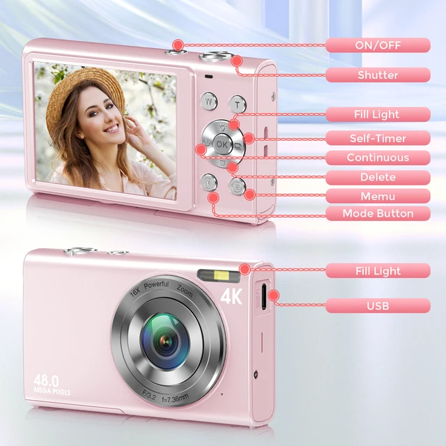 4K Digital Camera with Autofocus, 48MP Vlogging Camera, 2.8" Display, HD Video Recorder for YouTube & Photography 3