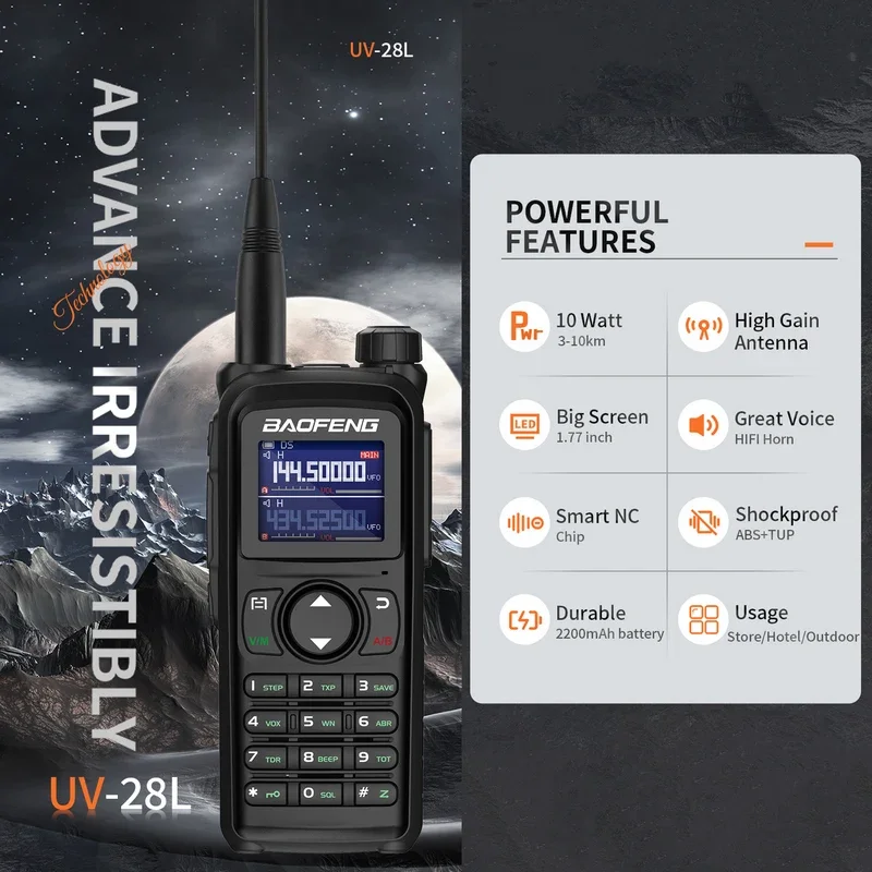 Baofeng UV 28 Ham 999CH Walkie Talkies 5-10km 10watt Tri Band Two Way Radio With Air Band