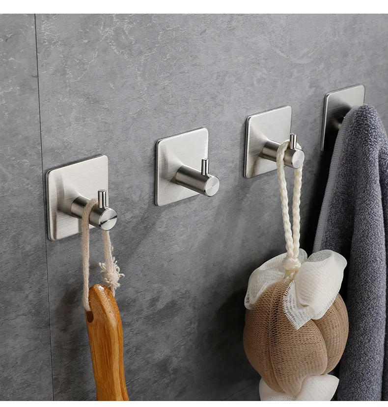Toilet stainless steel hook bathroom towel ring holder nail free towel rack hands holder no drilling round Towel Rings