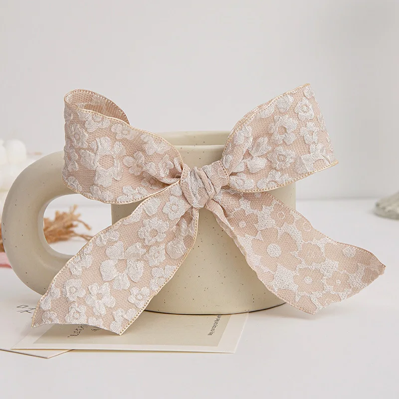 2.5/4cm 10 Yards Camellia Relief Flower Wave Ribbon for Gifts Wrapping Bouquets Bow Hair Ornaments DIY Crafts Wedding Decoration