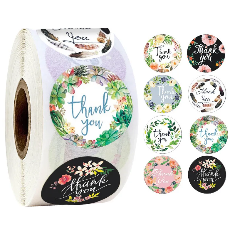500pcs Kraft Paper Thank You Stickers