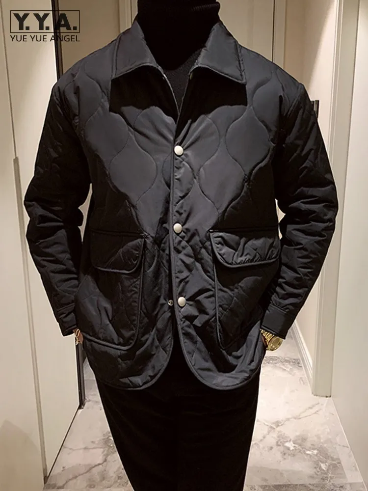 

Harajuku Winter Men Thick Warm Loose Fit Parkas Fashion Casual Single Breasted Short Windproof Coat Vintage Streetwear Overcoat