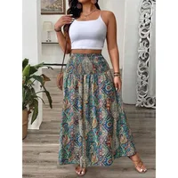 Plus Size 1XL-5XL Women's Bohemian Print Skirts Summer Leisure Temperament Length Skirt Elastic Waist Women Long Skirt - Image 4