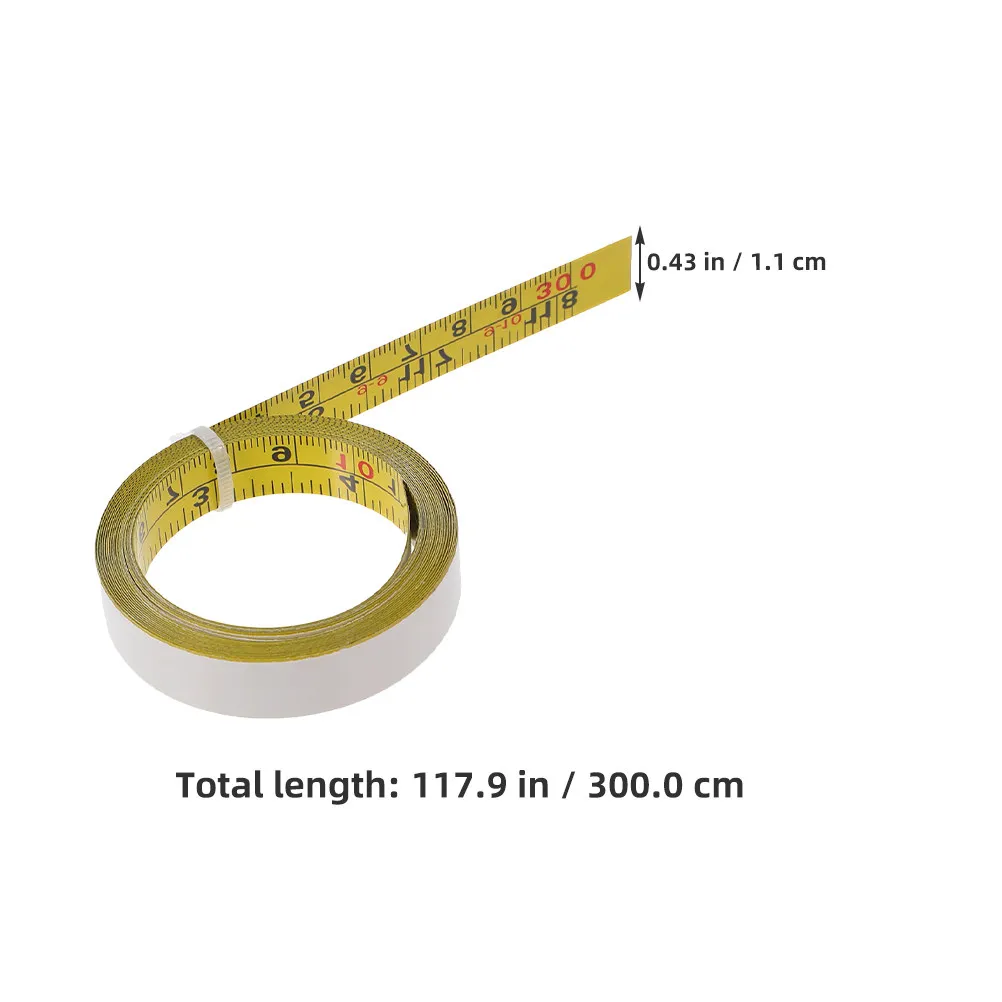 3개의 자가 접착식 측정 테이프 118인치 이중 스케일(영국식/미터법) 자재, 목공, 재봉, 엔지니어링용