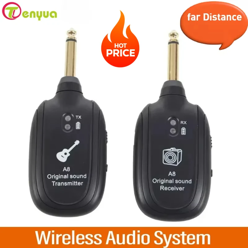 Wireless Guitar System Built in 4 channels Wireless Guitar TransmitterReceiver for Electric Bass Violin
