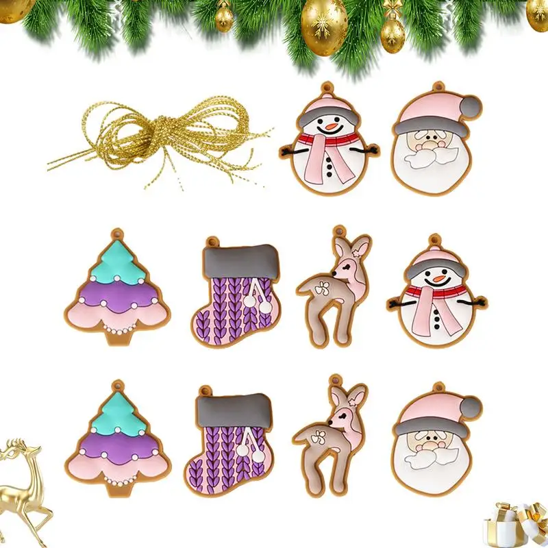 

Snowman Ornaments With Lanyards Set Of 10 Atmospheric Santa Claus Snowman Tree Pendants Creative Gifts For Christmas Tree Window