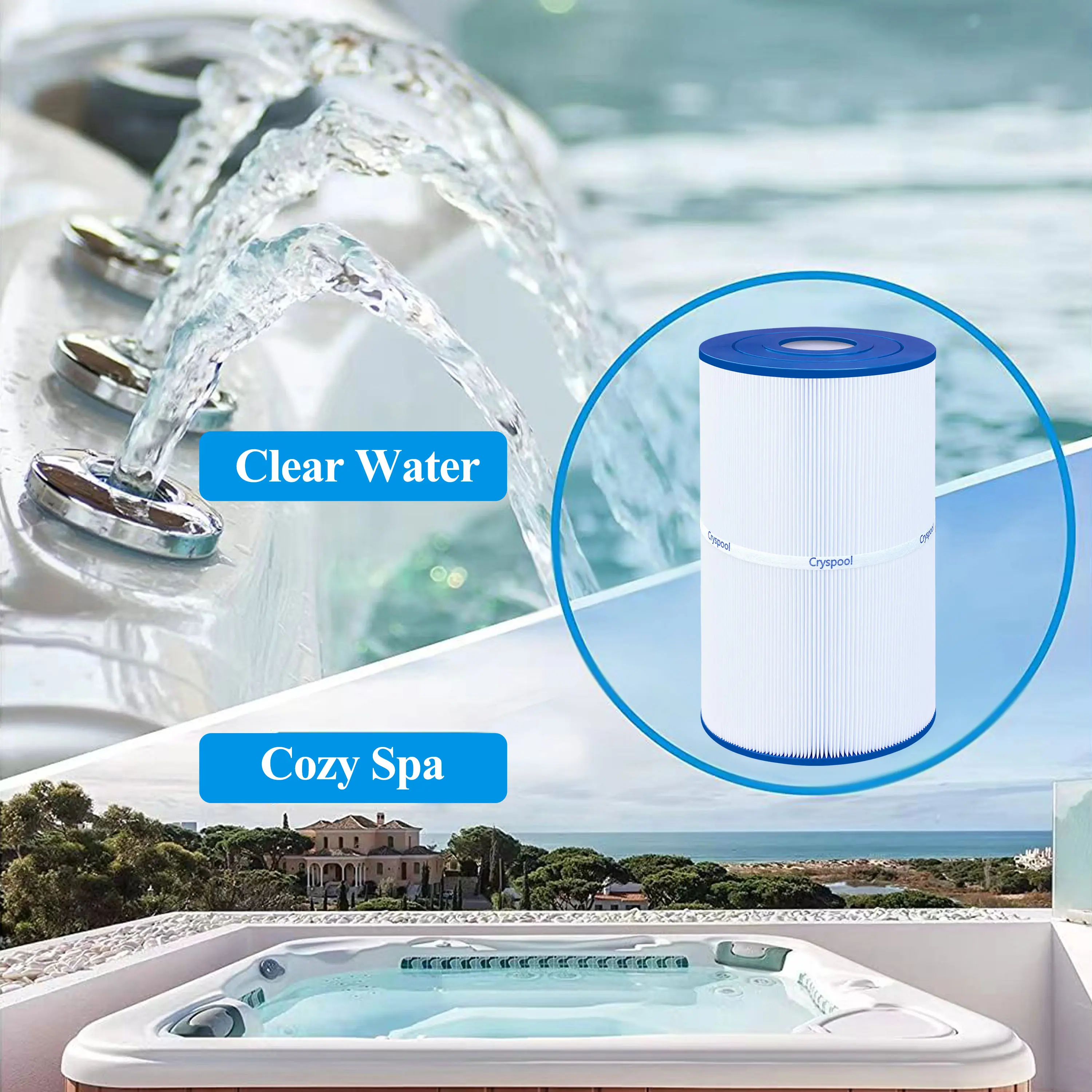 Cryspool Spa Filter Compatible with PWK30, C-6430, Watkins 31489, FC-3915, P/N0969601, 71825, 73178, 73250, 30 sq.ft. 3 Pack 6