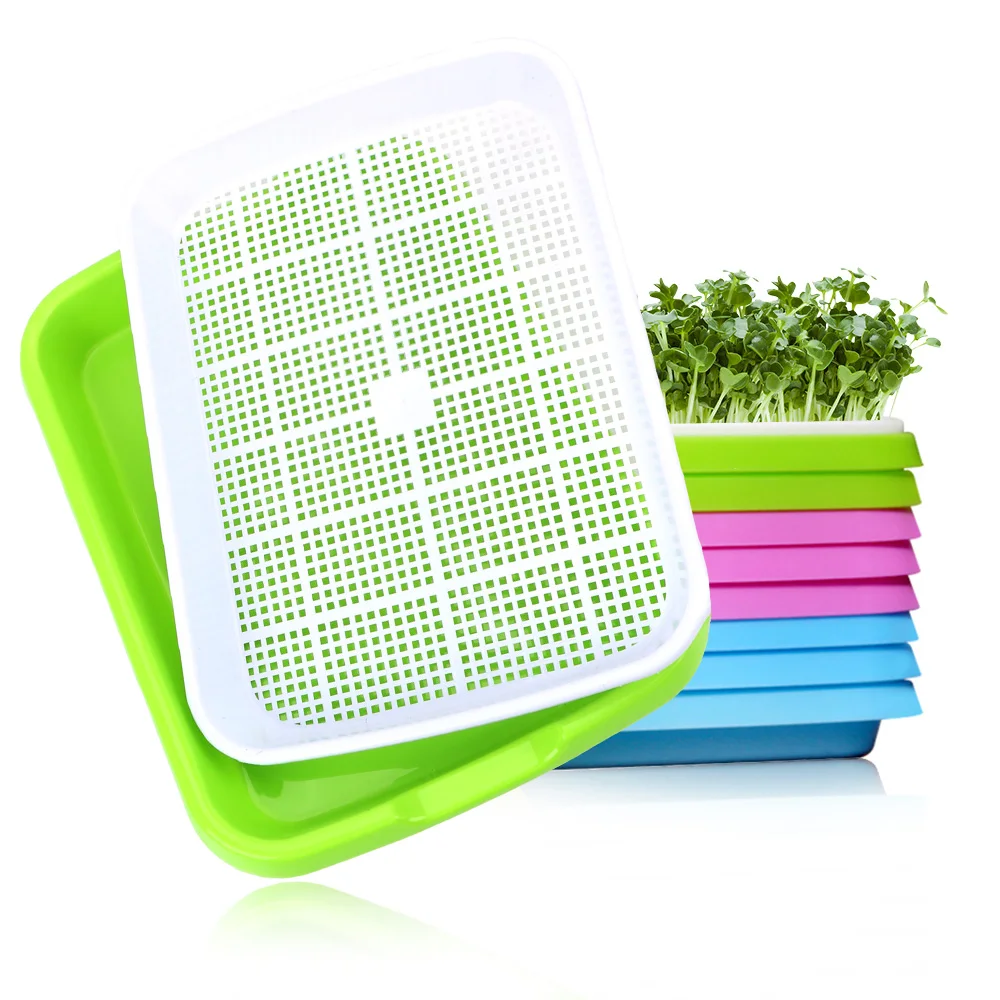 

Hydroponics Seedling Tray 1 set Double Layer Sprout Plate Growing Vegetables seedlings Plastic Nursery Tray