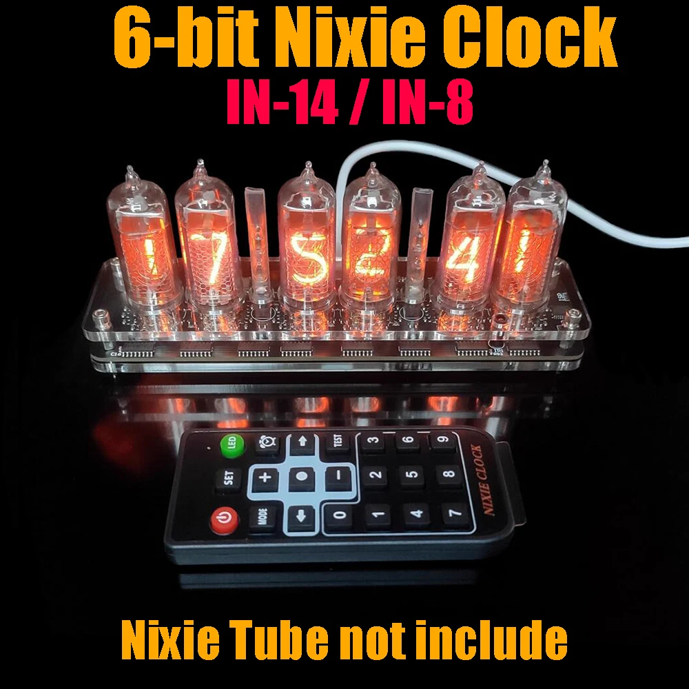 6bit Nixie Clock IN14 IN8 Tube Clock Base W TYPE-C USB POWER IN-14 IN-8 ...