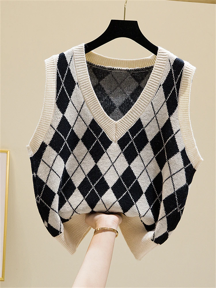 Winter Women Knitted Vest Sweater Oversize Girls Sweater Woman Cashmere Tops Sleeveless Tank Pullover Fall Maxi Vintage Y2k