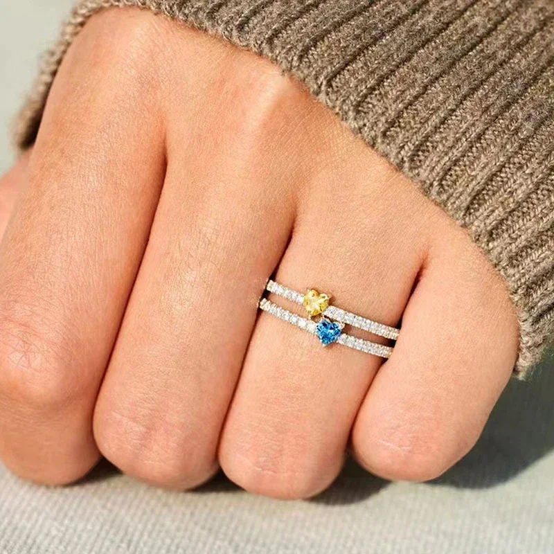 Womens Ring 2025 Heart CZ Women Rings for Wedding New Trendy Accessories Dazzling Female Fashion Love Jewelry