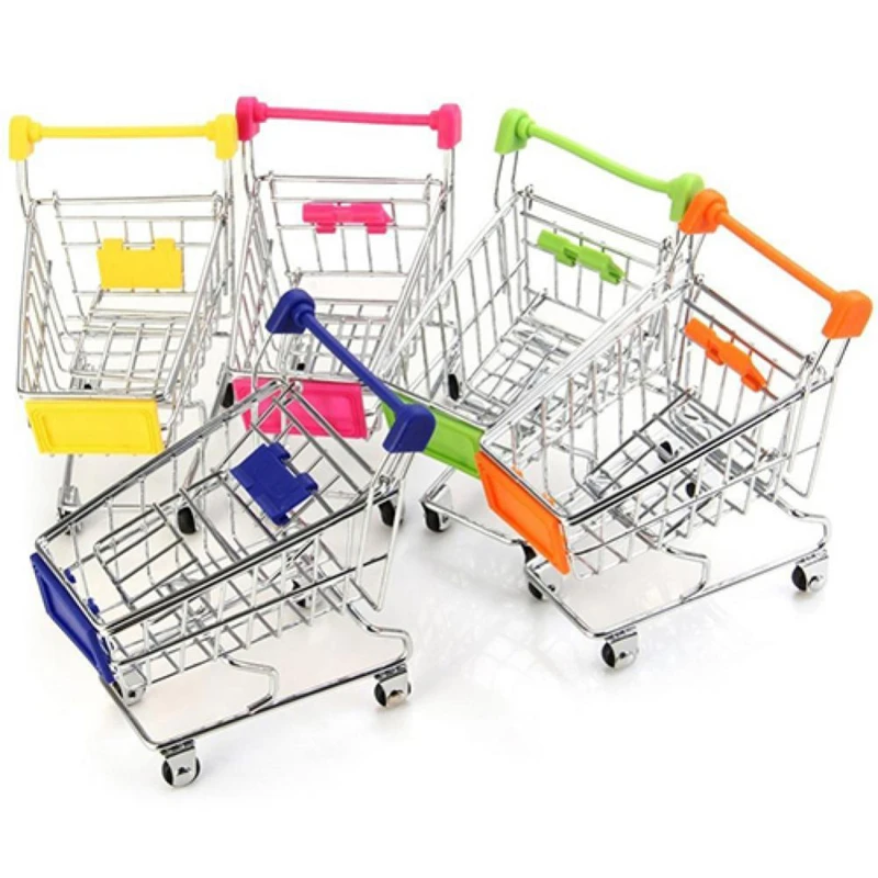 Supermarket Hand Trolley Mini Shopping Cart Desktop Decoration Create Handicraft Ornaments Storage Toy Gift New 2023 2