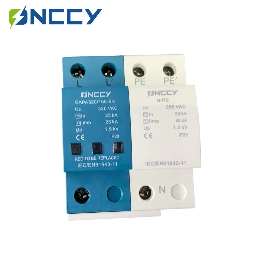 ONCCY 1+NPE AC Protector contra sobretensiones 100KA,T1+T2 AC SPD ...