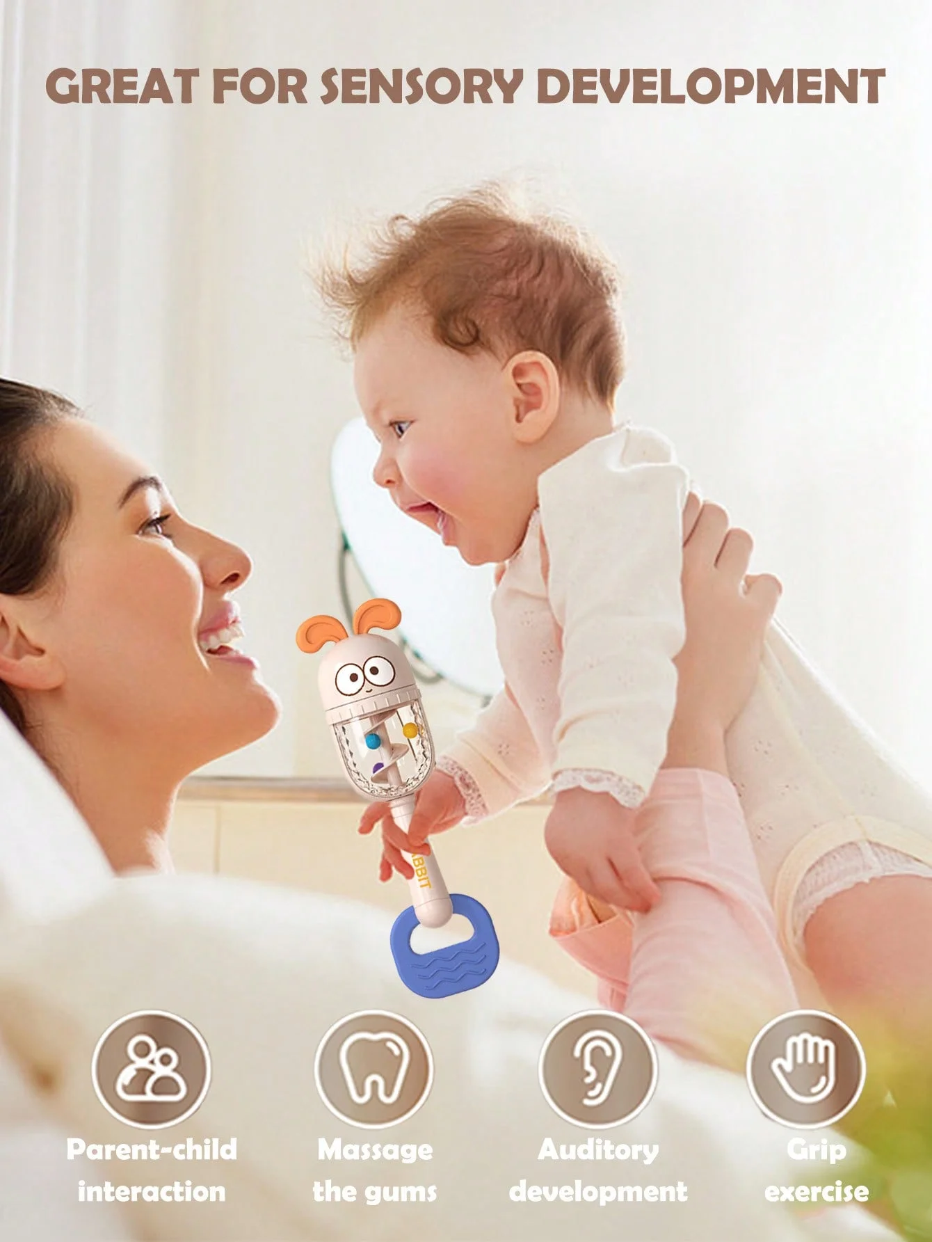 Baby Rattle Toys Teether Hand Bells Mobile Infant Stop Weep Tear Rattles Early Educational Toy for Newborn cute animals Gifts - 2