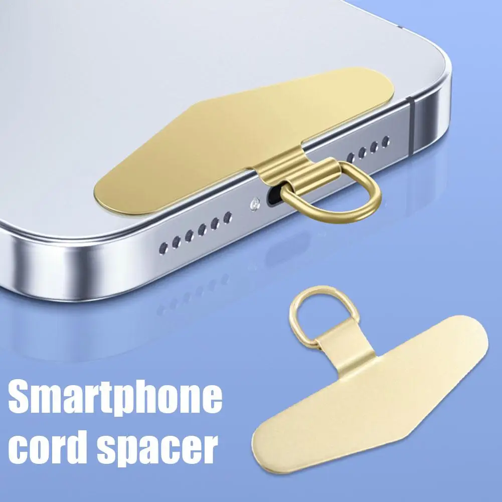 304stainless Steel Mobile Phone Lanyard Gasket Strong Gasket Mobile Pointed And Phone Port Lanyard Ultra-thin Charging Fixe V6Q5 image