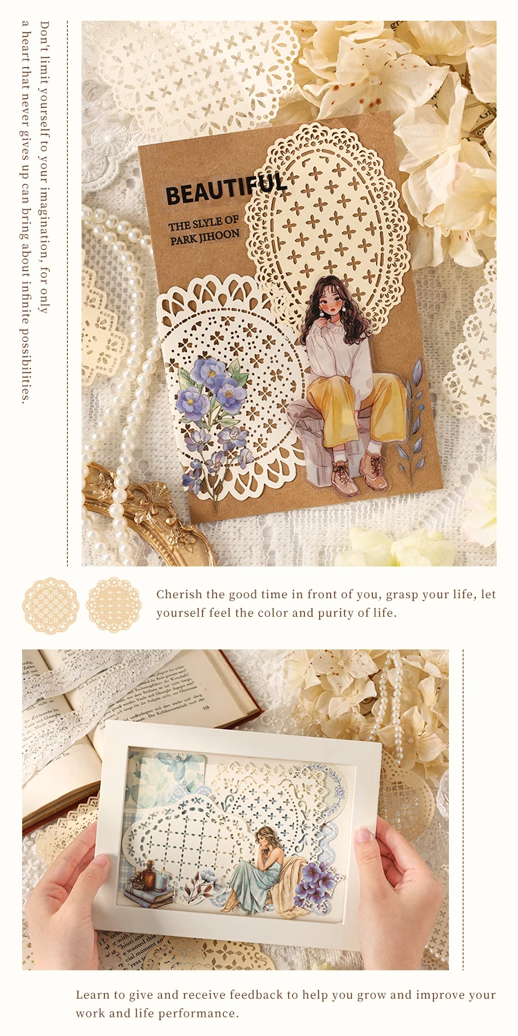 10 Stück Vintage Spitze Hohlmaterial Papier Schmetterling Bastelpapier Junk Journal Planer Dekorative DIY Scrapbooking Material Pack – Detail 10