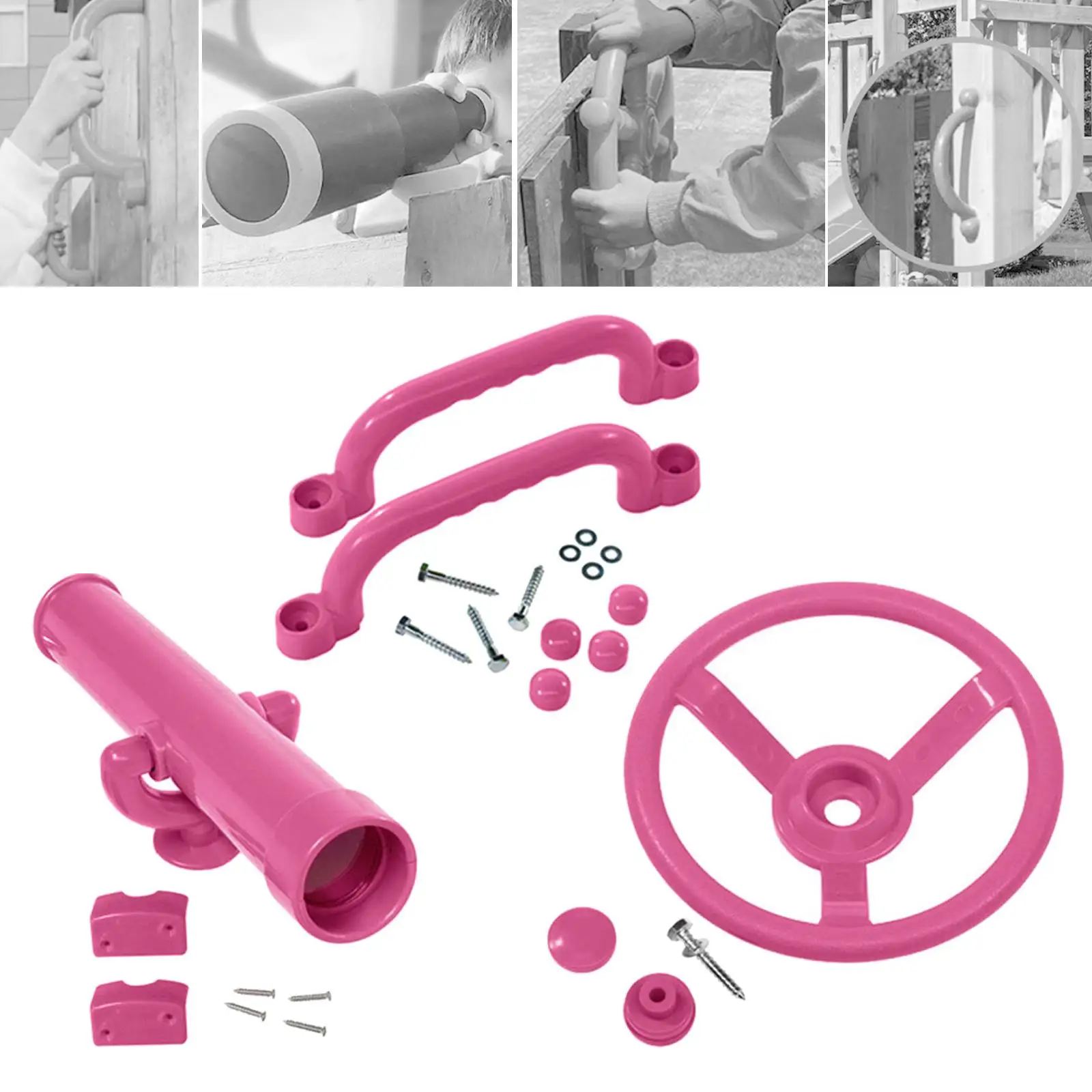 Playground Equipment Pink Set Pirate Telescope Steering Wheel Handle Bars for Jungle Gym Swingset Backyard Treehouse Parts 3