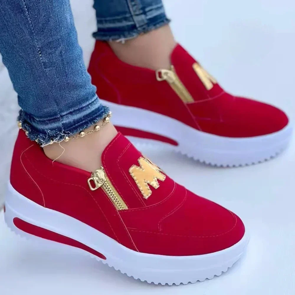 Women Casual Sneakers 2024 New Fashion Printed Side Platform Plus Size Vulcanized Loafers Sneakers Women Flats Zapatos De Mujer