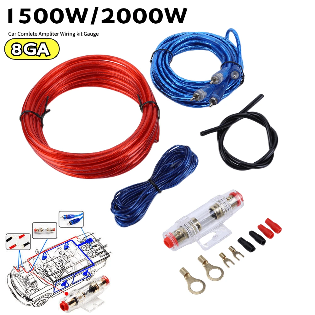 1500W Car Power Amplifier Wiring Kit 8GA RCA Power Cable 18GA Subwoofer Speaker Line for Car Modification for Auto Vehicle Parts audio cable,car wire cable adapter,audio speaker cable,car stereo accessories,audio speaker wiring kit,electronic wire cable,electrical wire cable,car amplifier wiring kit