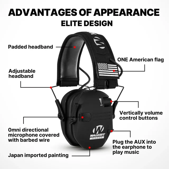 Electronic Headphones for Shooting Anti-noise Hearing Protection Protector Hunting Noise Reduction Earmuffs NRR23db 4