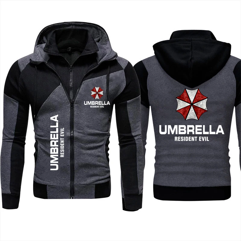 2024 Nueva Chaqueta Para Hombre Con Doble Cremallera Biohazard Ombrello Corporation Logo Casual Outdoor Giacca Moda Antivento