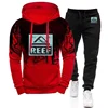 2024 New Men Reef Logo Spring and Autumn Fashion T-shirt Trendy Brand Loose Fit Casual Versatile Hoodies Trousers Gradient Suit 2