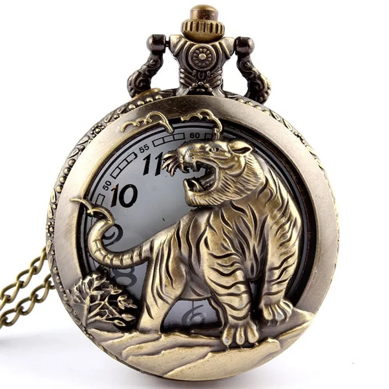 VintageDecorativeNecklacePocketWatchHollowOutZodiacAnimalPocketWatchClockTimerGift