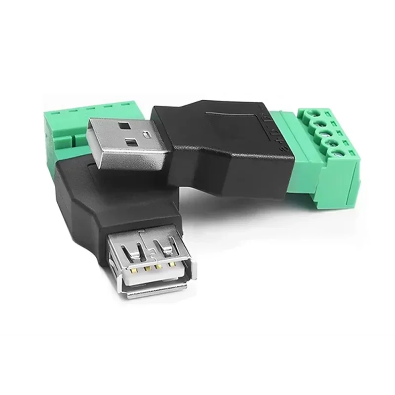 Universal USB 2.0 Type Connector with 5 Pin Screw Terminal - Solderless Male & Female Plug Socket
