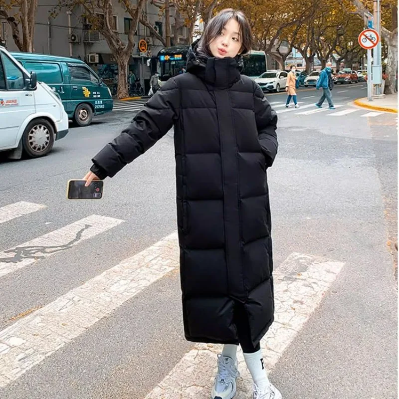 

2023 New Women Down Jacket Winter Coat Female Mid Length Version Parkas Loose Thick Warm Outwear Hooded Leisure Time Overcoat