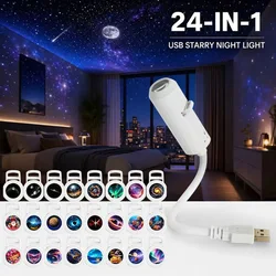 Enhanced Starry Sky Night Light HD Projector - Dynamic Holographic Galaxy Atmosphere Lighting (24 Films)