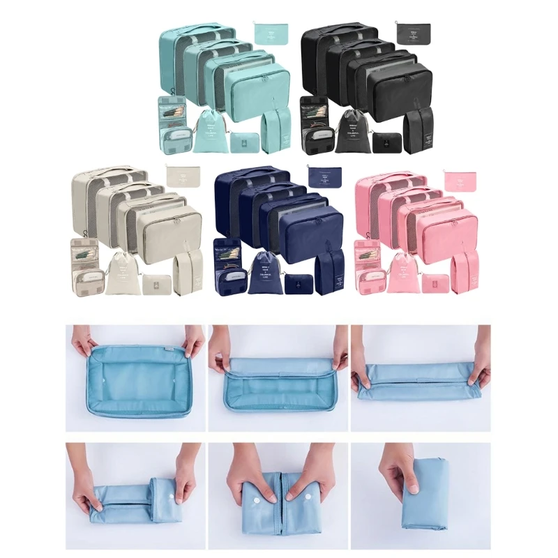 

9pcs/set Travel Bag Clothes Luggage Travel Blanket Shoes Organizers Suitcase Traveling Packing
