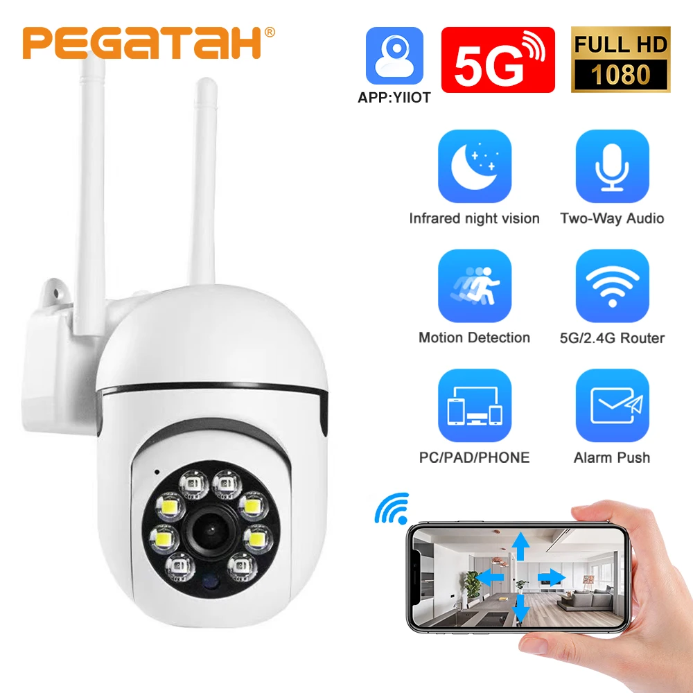 

PEGATAH 1080P HD 5G WiFi IP Camera Full Color Night Vision Motion Detection Alarm P2P H.265 CCTV PTZ Video Surveillance Cameras