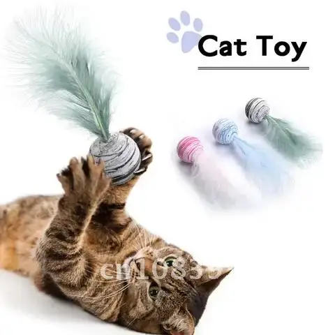 

High Quality EVA Material Delicate Cat Toy Star Balls Plus Feather Light Foam Ball Throwing Funny Interactive Plush Toy Supplies