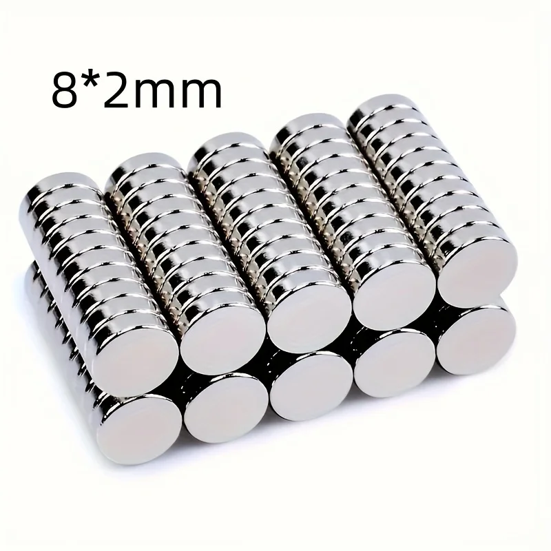 Neodymium Disc Magnets 8X2mm Copper Nickel Coating Rare Earth Round Suitable For Office Whiteboard