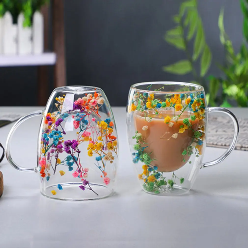 350ml Creative Double Wall Glass Mug Heat-Resistant Double-Layer Glass High Borosilicate Office Cup Coffee Cup Water