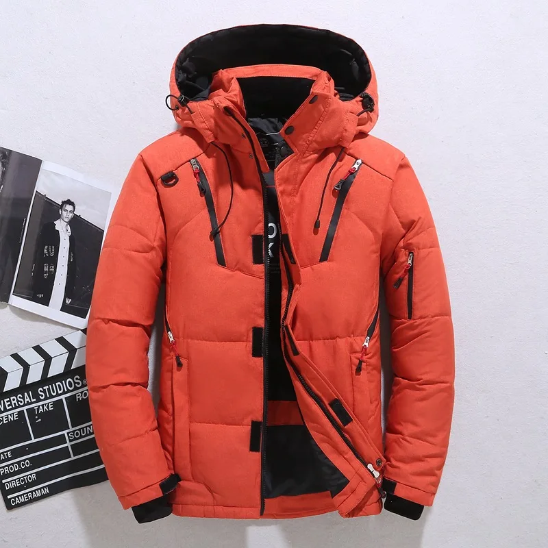 Men Down Jacket-20 Degree Winter Parkas Male White Duck Down Jacket Hooded Outdoor Thick Warm Padded Snow Coat Oversized M-4XL