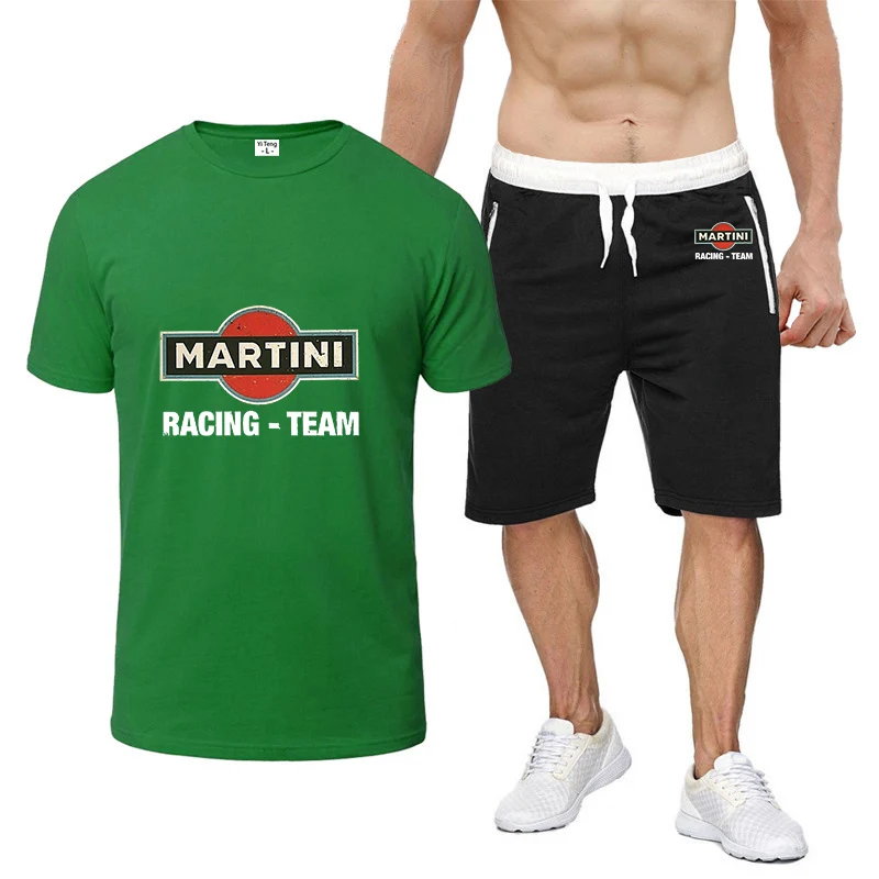 2023 new Martini Racing printing summer men's HipHop Harajuku style T-shirt high-quality short-sleeved shorts suit sportswear