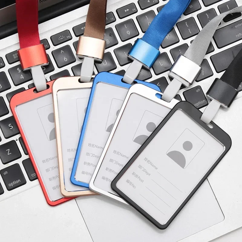 New Metal Alloy Work Name Card Holders Fashion  Business Work Card ID Badge Lanyard Holder Men Women Aluminum ID Business Case 5