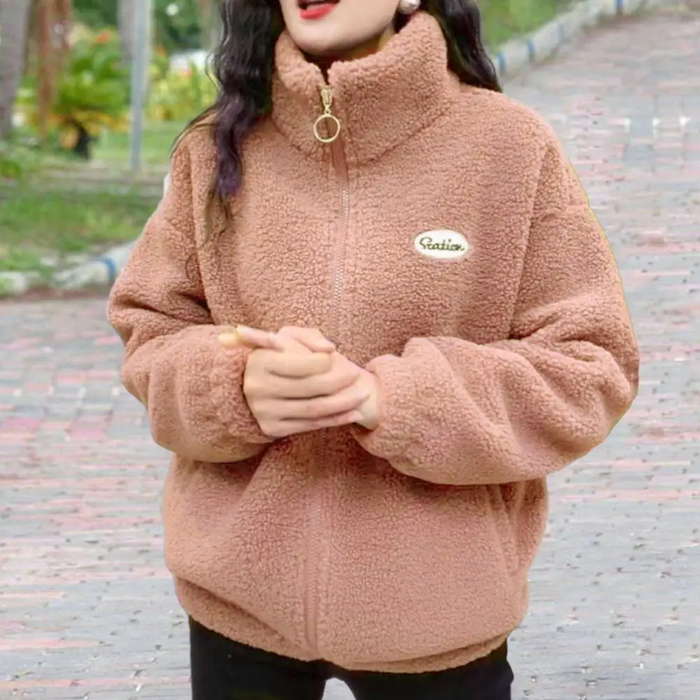 힙합 가을 겨울 양털 털이 자켓 streetwear 하라주쿠 퍼지 지퍼 코트 여성 경량 자켓 플러시 따뜻한 자켓 코트