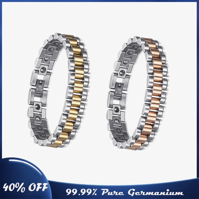 

RainSo 99.99% Pure Germanium Bracelet For Women&Men Korea Popular Stainless Steel Healing Magnetic Couple Bracelet Gifts