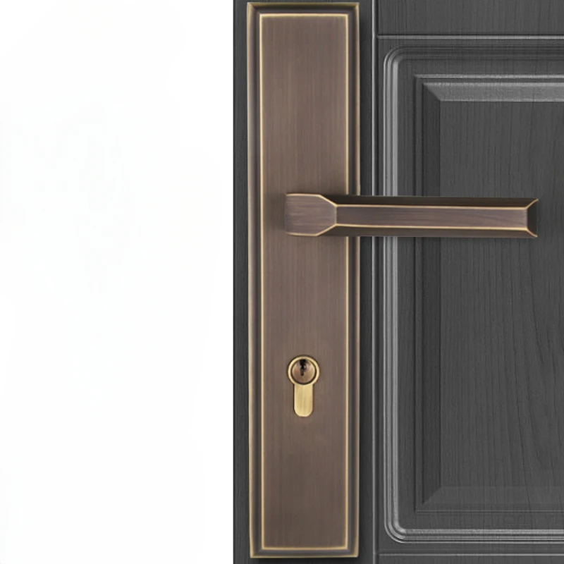 All copper double door lock for entry, brass new Chinese style silent solid wood light luxury, North European and American style