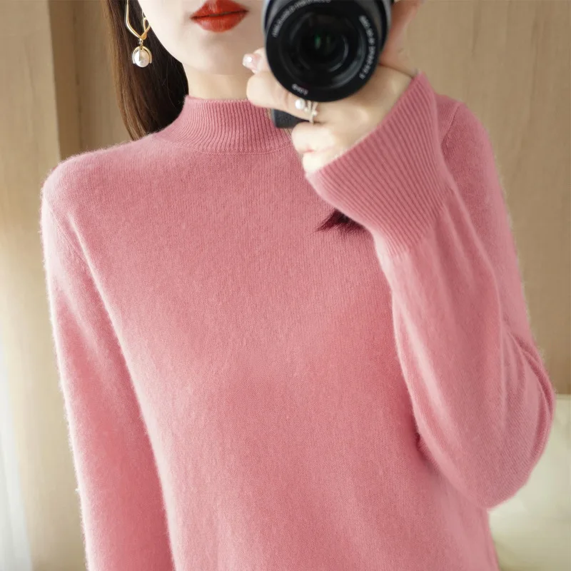 

Fashion 2022 Turtleneck Sweater Women New Stretch Tops Women Candy Color Knitted Pullovers Long Sleeve Bottoming Knitted Sweater