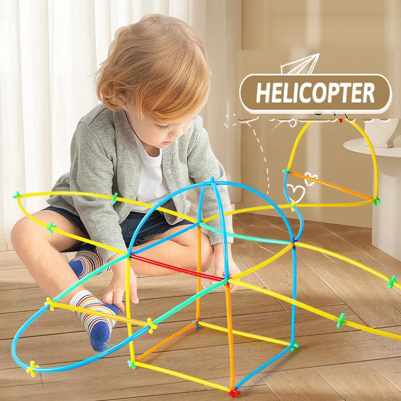 4D Straw Construction Building blocks Toys Kids DIY plastic indoor&outdoor puzzle toys Assembling toys creative birthday gifts