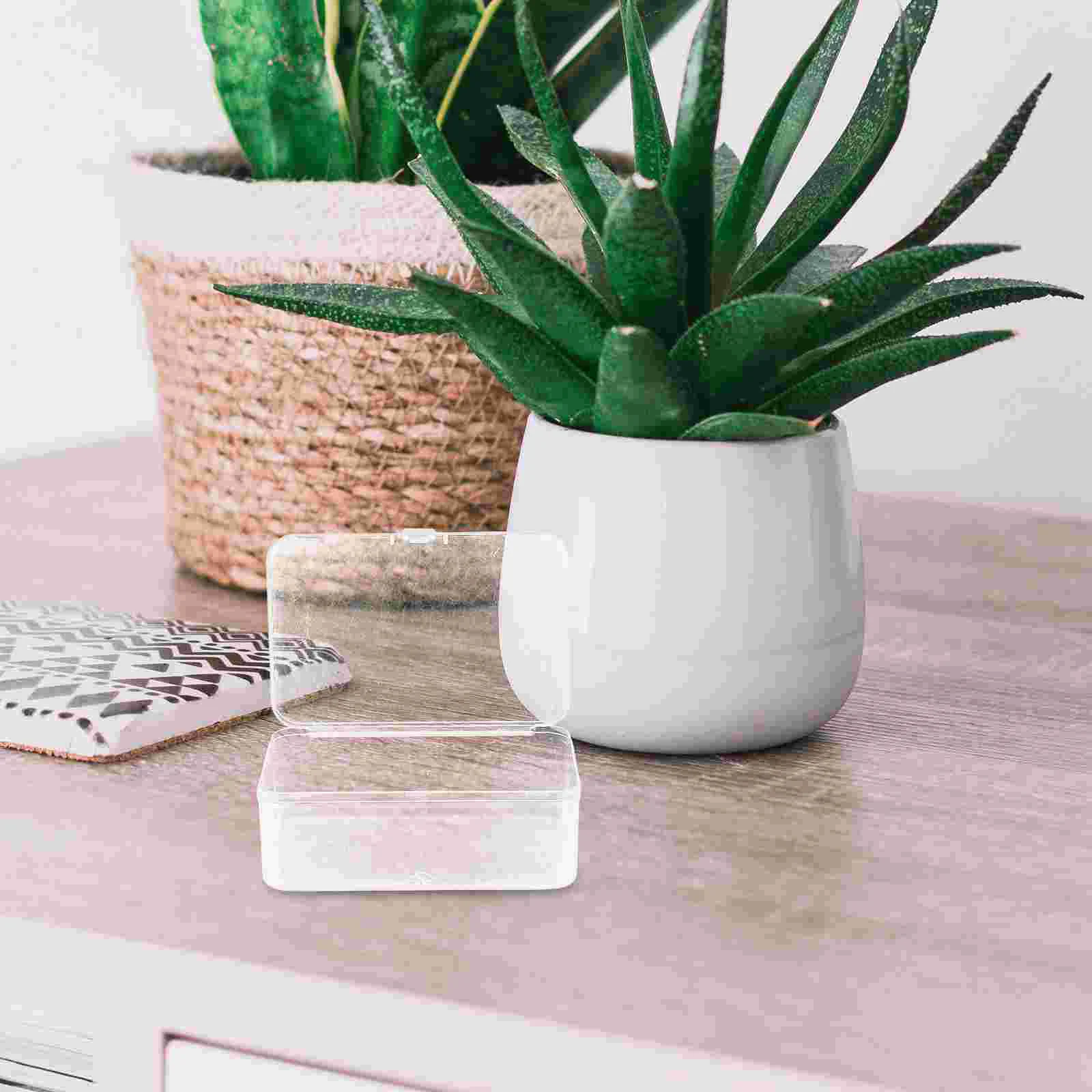 Transparent Storage Box Rectangular Plastic Boxes Clear Containers Parts Holder Small Storage Container Hinged Lids Plastic Bin