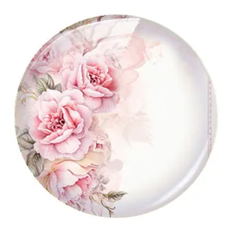 Elegant Handmade Pink Rose and Peony Glass Cabochon
