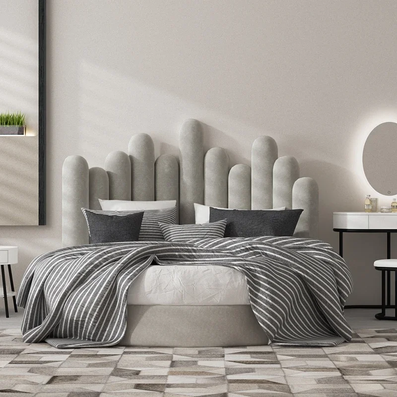 

fashion round fabric bed multifunctional simple modern double girl removable and washable large round bed finger bed