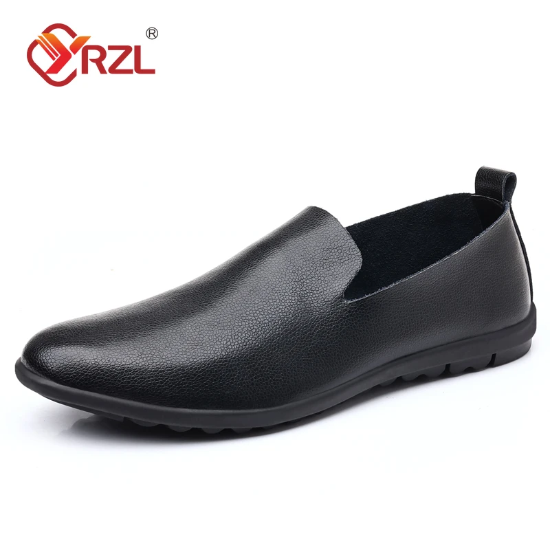 YRZL Leather Men Shoes Casual Black Formal Mens Loafers Moccasins Italian Comfortable Big Size 46 Slip on Male Loafers Shoes 2