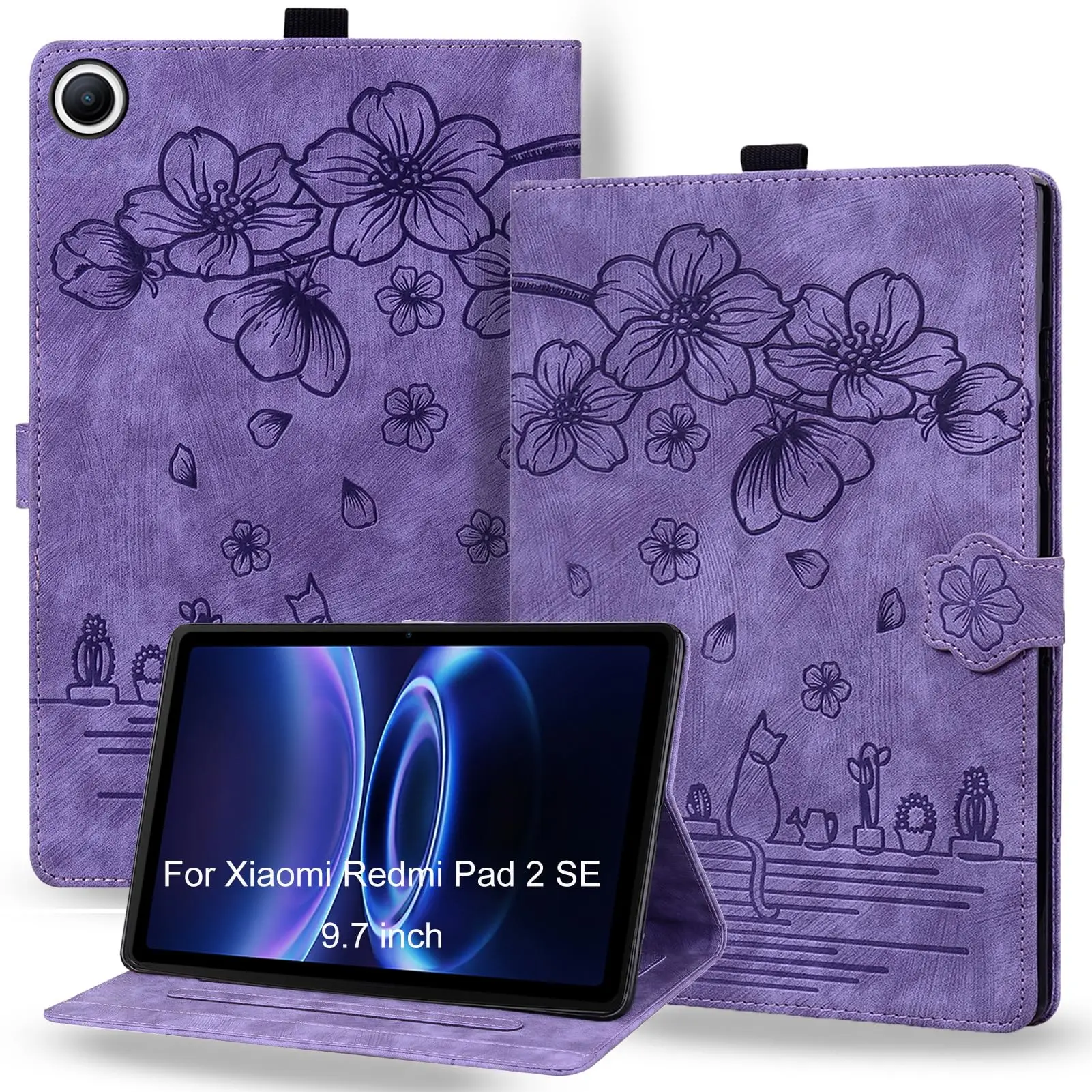 Embossed Flip Stand Tablet Cover with TPU Back